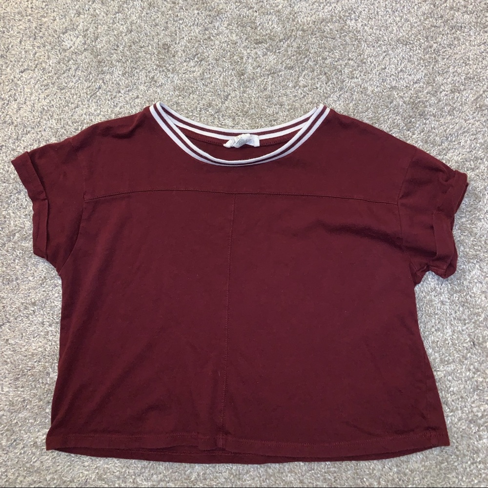 Forever 21 Maroon & White Crop Top size S - Picture 4 of 7